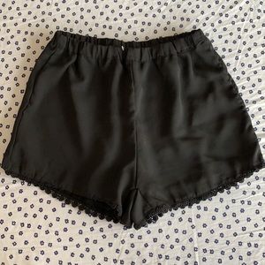 Brandy Melville Black Lace-Trim Satin Shorts